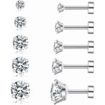 Cubic Zirconia Hypoallergena örhängen för kvinnor, män och flickor, Statement Brosk Mode Kirurgiskt stål Helix örhängen 5 par z