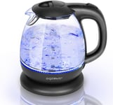 Small Electric Kettle 1.0L Black Glass Kettle Cordless Compact Mini Clear Wate