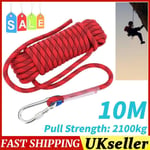 10m 12mm 2100kg Heavy Duty Rock Climbing Rope Cord Outdoor Survival Emergency UK