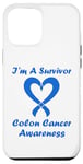 Coque pour iPhone 12 Pro Max Simple blue quote I'm a survivor Cancer Colon
