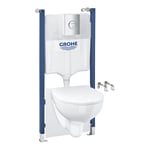 Grohe Komplett Toalettpaket Vägghängd Toalettstol Solido Set 5in1 med WC-skål och tryckknapp 39901000