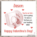 Funny Valentines Day Card For Husband Wife Boyfriend Heating Bills Energy Joke