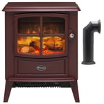 Dimplex Brayford Burgundy Optiflame Electric Stove + Plastic Flue Pipe Accessory