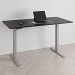 Höj och sänkbart skrivbord, 2 motorer, digital, grått stativ, svart bordsskiva 180x80 cm