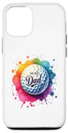Coque pour iPhone 12/12 Pro The Best Dad Balle de golf aquarelle pour la fête des pères