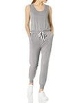 Amazon Essentials Women's Studio Terry Fleece Jumpsuit (Available in Plus Size), Light Grey Heather, M