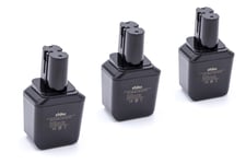 vhbw 3 x NiMH Batterie 2100mAh (9.6V) pour outils Bosch GSG 9, 6V, GSR 9, 6V comme 2607300002, BH-964N