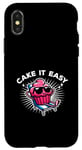 Coque pour iPhone X/XS Cake It Easy Cute Cupcake Pun Vacay Mode Vacances d'été