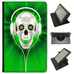 Fancy A Snuggle Green Skull With Headphones Universal Faux Leather Case Cover/Folio for the Samsung Galaxy Tab A 10.1 inch