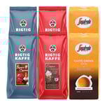 Mixpaket 6kg Rigtig Kaffe Super Crema, Crema Intenso & Segafredo Caffé Crema Dolce Hela kaffebönor