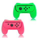FYOUNG Controller Grip for JoyCon Compatible with Nintendo Switch & Switch OLED Model, Comfort JoyCon Holder Accessories (2 Pack) - Pink/Green