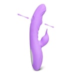 Double Tapping Rabbit Vibrator Purple Bunny Pulse Massager Rechargeable Love Toy