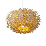 GaoF Tropical Handmade Bamboo LED Ceiling Light Cover,Hand Woven Rattan Chandelier Light Shade Bird Nest Wooden Ceiling Lamp for The Living Room Bar Coffee Hallway E27