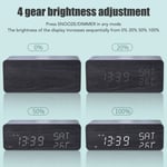 Wooden Digital Alarm Clock With Wireless Charging Black Adjustable Brightnes RHS
