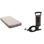 Intex Dura-Beam Series Single High Airbed, Taupe/Grey, One Size & Double Quick High Output Hand Air Pump 29 cm