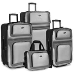 U.S. Traveler New Yorker Lightweight Softside Expandable Travel Rolling Luggage Set, Gray, 4-Piece Set (15/21/25/29), New Yorker Lightweight Softside Expandable Travel Rolling Luggage Set