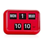 German Quartz Calendar Retro Modern Wall Flip Clock QD 35 (Red)