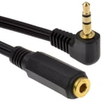 kenable 3.5mm Right Angle Stereo Jack to Socket Headphone Extension Cable 3m [3 metres]