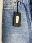 River Island Luxe High Rise Kick Flare Wide Leg Jeans Mid Rise Blue UK Size 14