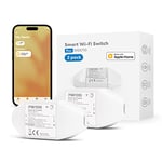 Meross WLAN Switch Works with Apple HomeKit, Smart Switch Remote Control with Siri Alexa, Google Assistant, SmartThings, DIY Smart for Electric Household Appliances, 2 Pack