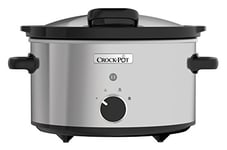 Crock-Pot Slow Cooker with Hinged Lid, 3.5 Litre (3-4 People), Removable Easy-Clean Ceramic, Stainless Steel [CSC044]