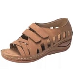YCKZZR Summer Sandals Wedges with Platform Comfort Open Slid Slippers Summer Beach Travel Sandal Soft Leather Heels for Women's,brown,38