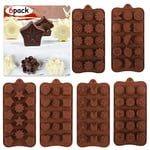 HOWAF 6 pack Chocolate Moulds for Making Candy Fudge, Chocolate Silicone Molds DIY for Jelly Ice Cube Cake, Safe Reusable Kitchen Baking Moulds Tool, Flower Love Heart Rose Sun Star