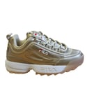 Fila Disruptor Womens Gold Trainers Patent Leather - Size UK 4.5