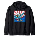 Patriotic Dabbing Bald Eagle 4th Of July American Flag Zip Hoodie