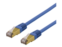DELTACO SFTP-60BAH - Patch-kabel - RJ-45 (hane) till RJ-45 (hane) - 50 cm - SFTP - CAT 6a - halogenfri, formpressad - blå