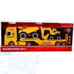 Rapid Wheels Car Transporter + 2 anläggningsfordon + Ljus och ljud