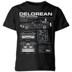 Back To The Future Delorean Schematic Kids' T-Shirt - Black - 3-4 Years - Black