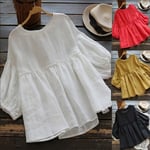 Women Fashion Design Puff Sleeve Solid Color Yellow 2xl
