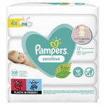 208 x Pampers Baby Wipes Sensitive, Soft and Gentle, Plant-based, Fragrance Free