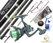 Complete Starter Fishing Kit Set. HUNTER PRO Carbon 10' Rod Reel Tackle Rod Rest