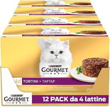 Purina Gourmet Gold - Lot de 48 conserves de Nourriture Humide pour Chat, cœur Fondant, au bœuf et au Poulet, 85 g chacune (12 boîtes de 4 x 85 g)