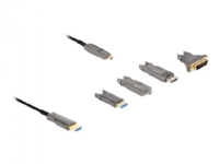 Delock - High Speed - HDMI-kabel - 19 pin micro HDMI Type D hann til HDMI hann - 25 m - hybridkobber / fiberoptikk - svart - 8K 60Hz støtte, 5 in 1