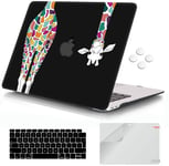 MacBook Air 13 inch Case 2020 2019 2018 Release A2337 M1 A2179 A1932,iCasso Plastic Hard Shell Case and Keyboard Cover Compatible MacBook Air 13'' with Touch ID Retina Display - Black Colorful Giraffe