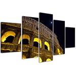 Impressions sur toile 051 Paysage Rome tableaux modernes en 5 panneaux déjà montés, prêt à être accroché, 200 x 90 cm