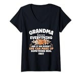 Womens Grandma She Can Make Up Something Real Fast Mother's Day V-Neck T-Shirt