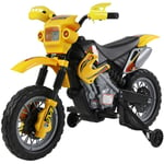 Moto Cross électrique enfant 3 à 6 ans 6 v phares klaxon musiques 102 x 53 x 66 cm jaune et noir - Jaune