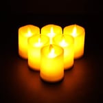 JHY DESIGN Set of 6 Flickering Battery Candles Plastic Flameless Candles Battery Powered with Moving Wick LED Electric Candles Fake Candle Tea Lights for Lantern Home Bedroom Party Church Weddings
