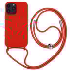 AVIZAR iPhone 14 Pro Max halvstyvt fodral med halssnöre 80cm röd Röd