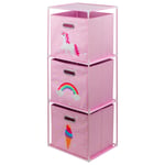 Kids Unicorn Storage Cubes Foldable Toy Chest Set of 3 Box Organizer with Handle