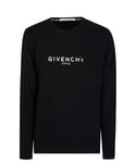 Givenchy Mens Paris Vintage Signature Broken Logo Sweatshirt in Black Cotton - Size Small