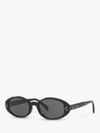 Celine CL40212U Women's Oval Sunglasses, Shiny Black/Grey