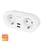 LogiLink WiFi Smart plug, 2port, Tuya compatible, 2x USB-A, 2x CEE 7/3