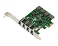 Carte PCIe USB 3.0 4 Ports USB3 Type A horizontaux. CHIPSET Via VLI VL805. Low High Profile. Auto alimentée High Power 8A.