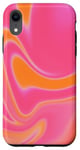 Coque pour iPhone XR Rose et orange tourbillon liquide rétro groovy ado fille
