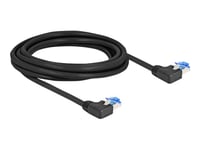 Delock - Patch-Kabel - Rj-45 (Hane) Vänstervinklad Till Rj-45 (Hane) Vänstervinklad - 3 M - 6 Mm - S/Ftp - Cat 6A - Startad, Halogenfri - Svart